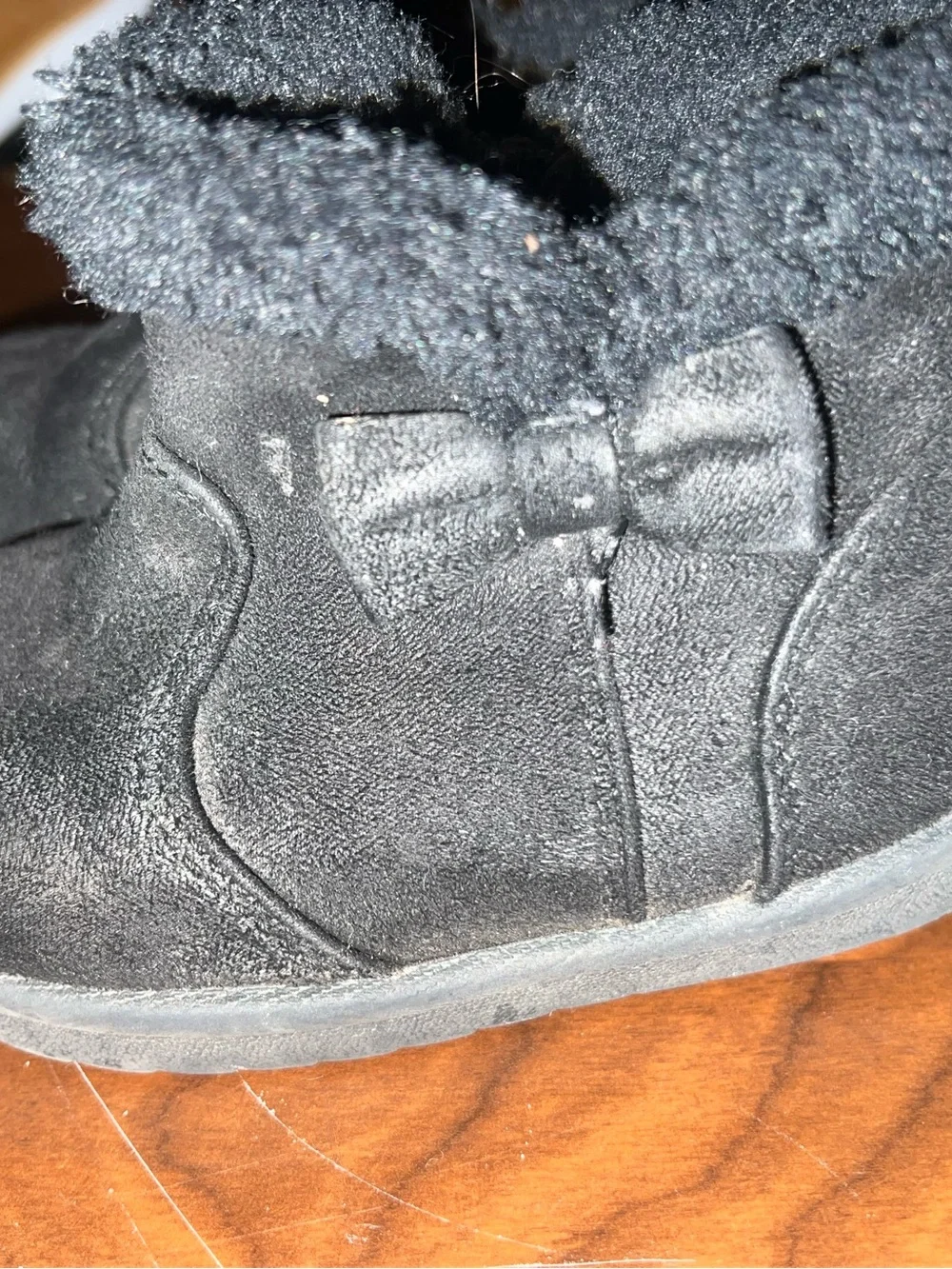 Kids Black Faux-Suede Cozy Winter Boots